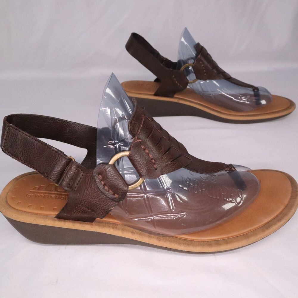 Cliffs Brown Leather Sandal by white mountain Hook & Loop Adjustable 10